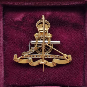 Antique 18ct Gold & Platinum Diamond Royal Artillery Brooch back