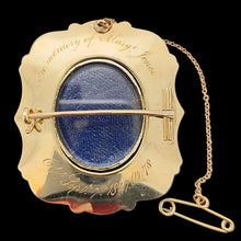 Load image into Gallery viewer, A yellow gold locket back brooch engraved "In memory of Margt Jones Obit Sept 7th 1847 at 78"
