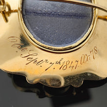 Load image into Gallery viewer, A yellow gold locket back brooch engraved "Obit Sept 7th 1847 at 78"
