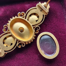 Load image into Gallery viewer, Victorian 15ct Gold Diamond and Pearl Locket Back Brooch glazed panel
