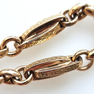 Antique 9ct Gold Fancy Link Chain, 31.2 grams close-up