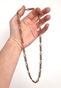 9ct Gold Heavy Figaro Link Chain, 58 grams in hand