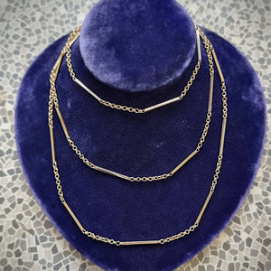 Vintage 9ct Yellow Gold 33 Inch Long Chain on neck
