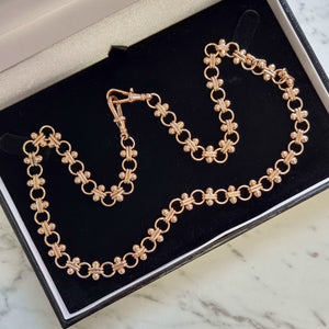 Vintage 9ct Rose Gold Fancy Ball Link Chain Necklace, 35.6 grams in black box