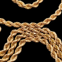 Load image into Gallery viewer, A yellow gold twisted rope chain with a bolt ring clasp
