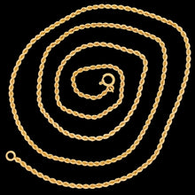 Load image into Gallery viewer, A yellow gold twisted rope chain with a bolt ring clasp
