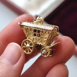 Vintage 9ct Gold Fortune Teller's Caravan Charm