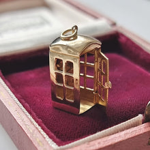 Load image into Gallery viewer, Vintage 9ct Gold Telephone Box Charm open door
