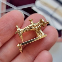 Load image into Gallery viewer, Vintage 9ct Gold Sewing Machine Charm in hand

