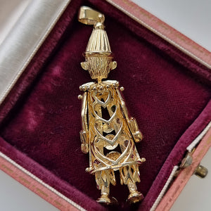 Vintage 9ct Gold Articulated Clown Pendant back