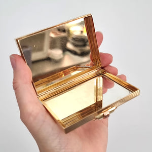 Art Deco 14k Yellow Gold Ruby Compact Case in hand