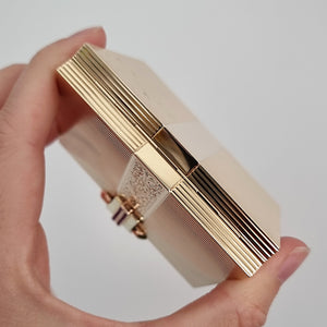 Art Deco 14k Yellow Gold Ruby Compact Case hinge, in hand