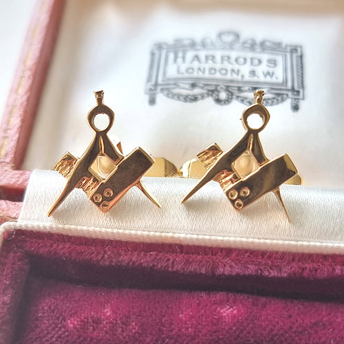 Vintage 9ct Gold Masonic Cufflinks, Hallmarked London 1979 in box