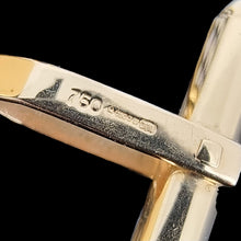 Load image into Gallery viewer, 18ct Yellow Gold Mother of Pearl and Onyx Chequerboard Cufflinks close-up of foreign marks
