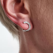 Load image into Gallery viewer, 18ct White Gold Diamond Wraparound Stud Earrings modelled
