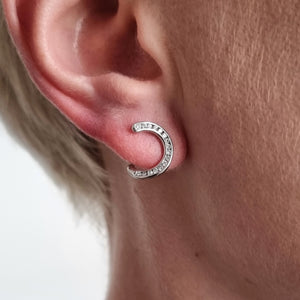 18ct White Gold Diamond Wraparound Stud Earrings modelled