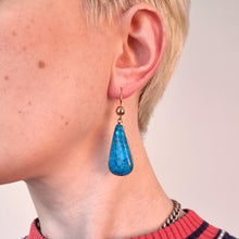 Load image into Gallery viewer, 18ct Rose Gold Turquoise Drop Earrings modelled

