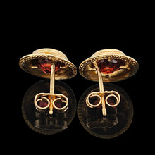 Load image into Gallery viewer, Vintage 9ct Yellow Gold Garnet Circle Stud Earrings
