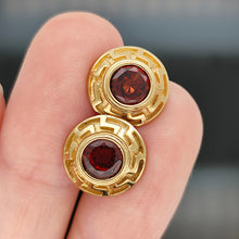 Load image into Gallery viewer, Vintage 9ct Yellow Gold Garnet Circle Stud Earrings

