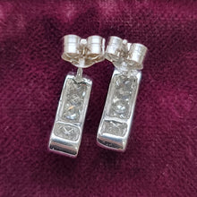 Load image into Gallery viewer, 14ct White Gold Princess Cut Diamond Half Hoop Earrings, 1.00ct backs

