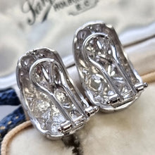 Load image into Gallery viewer, Vintage 9ct White Gold Quilted Half Hoop Earrings backs
