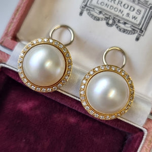 Vintage 18ct Gold Mabé Pearl and Diamond Clip-On Earrings
