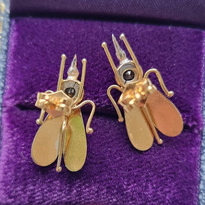 Vintage 18ct Gold Peridot Fly Earrings backs