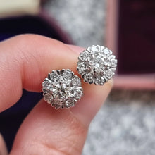 Load image into Gallery viewer, 18ct Yellow &amp; White Gold Diamond Cluster Stud Earrings, 0.85ct in hand
