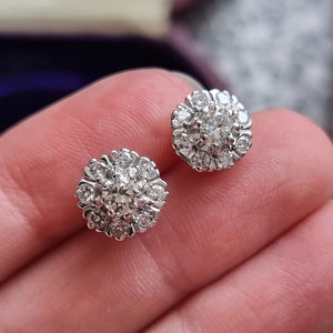 18ct Yellow & White Gold Diamond Cluster Stud Earrings, 0.85ct in hand