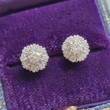 Load image into Gallery viewer, 18ct Yellow &amp; White Gold Diamond Cluster Stud Earrings, 0.85ct in box

