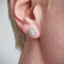 Load image into Gallery viewer, 18ct Yellow &amp; White Gold Diamond Cluster Stud Earrings, 0.85ct modelled
