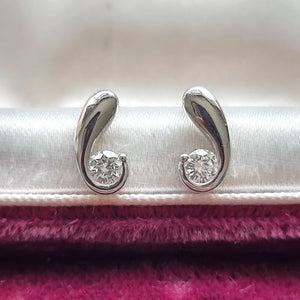 18ct White Gold Brilliant Cut Diamond Earrings, 0.30ct front