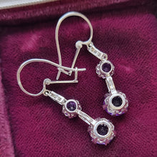 Load image into Gallery viewer, Vintage Platinum &amp; 18ct White Gold Amethyst and Diamond Drop Earrings back

