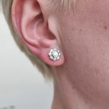 Load image into Gallery viewer, 18ct Yellow &amp; White Gold Brilliant Cut Diamond Cluster Stud Earrings
