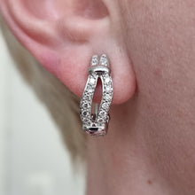 Load image into Gallery viewer, 18ct White Gold Brilliant Cut Diamond Oval Hoop Earrings modelled
