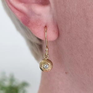 Vintage 18ct Yellow Gold Diamond Drop Earrings