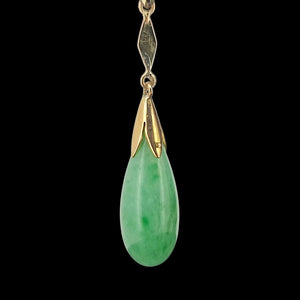 Vintage 9ct Yellow Gold Jade Drop Earrings
