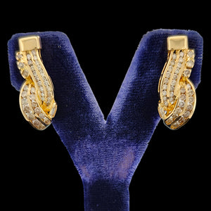 18ct Yellow Gold Brilliant and Baguette Cut Diamond Drop Earrings