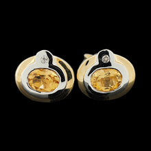Load image into Gallery viewer, Vintage 14ct Yellow &amp; White Gold Citrine and Diamond Stud Earrings
