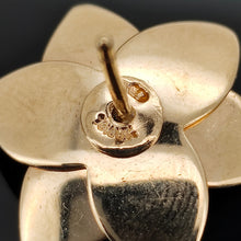 Load image into Gallery viewer, Close-up of 10K UK and a welsh dragon stamp on the back of a yellow gold earring
