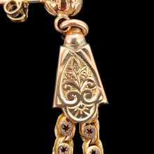 Load image into Gallery viewer, A yellow gold fancy engraved tassel drop earring, close-up
