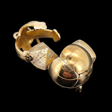 Load image into Gallery viewer, Gold and silver masonic cross ball pendant on a black background
