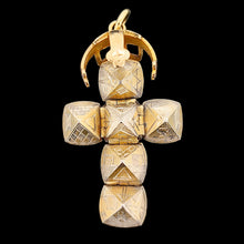 Load image into Gallery viewer, Gold and silver masonic cross pendant on a black background
