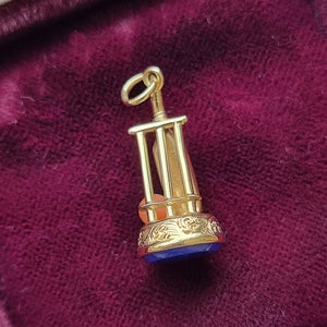 Antique Gold Cricket Fob Seal with Lapis and Coral back