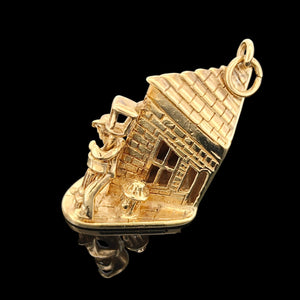 Large Vintage 9ct Gold Drunk on Lamppost Charm