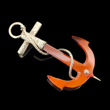 Load image into Gallery viewer, Victorian Silver Agate Anchor Brooch
