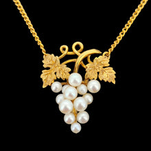 Load image into Gallery viewer, Vintage 9ct Yellow Gold Pearl Grape Bunch Necklace, Hallmarked London 1961
