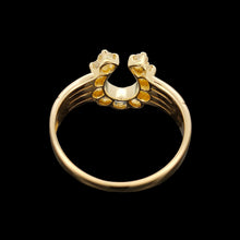 Load image into Gallery viewer, Victorian 18ct Yellow Gold Old Cut Diamond Horseshoe Ring
