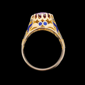 Vintage 14K Gold Synthetic Alexandrite and Enamel Dress Ring