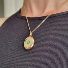 Load image into Gallery viewer, Antique 15ct Gold Oval Turquoise Locket
